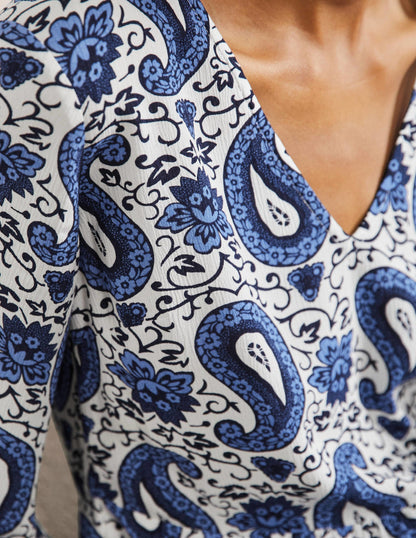 Blouson Sleeve Maxi Dress-Hyacinth, Enchanting Paisley