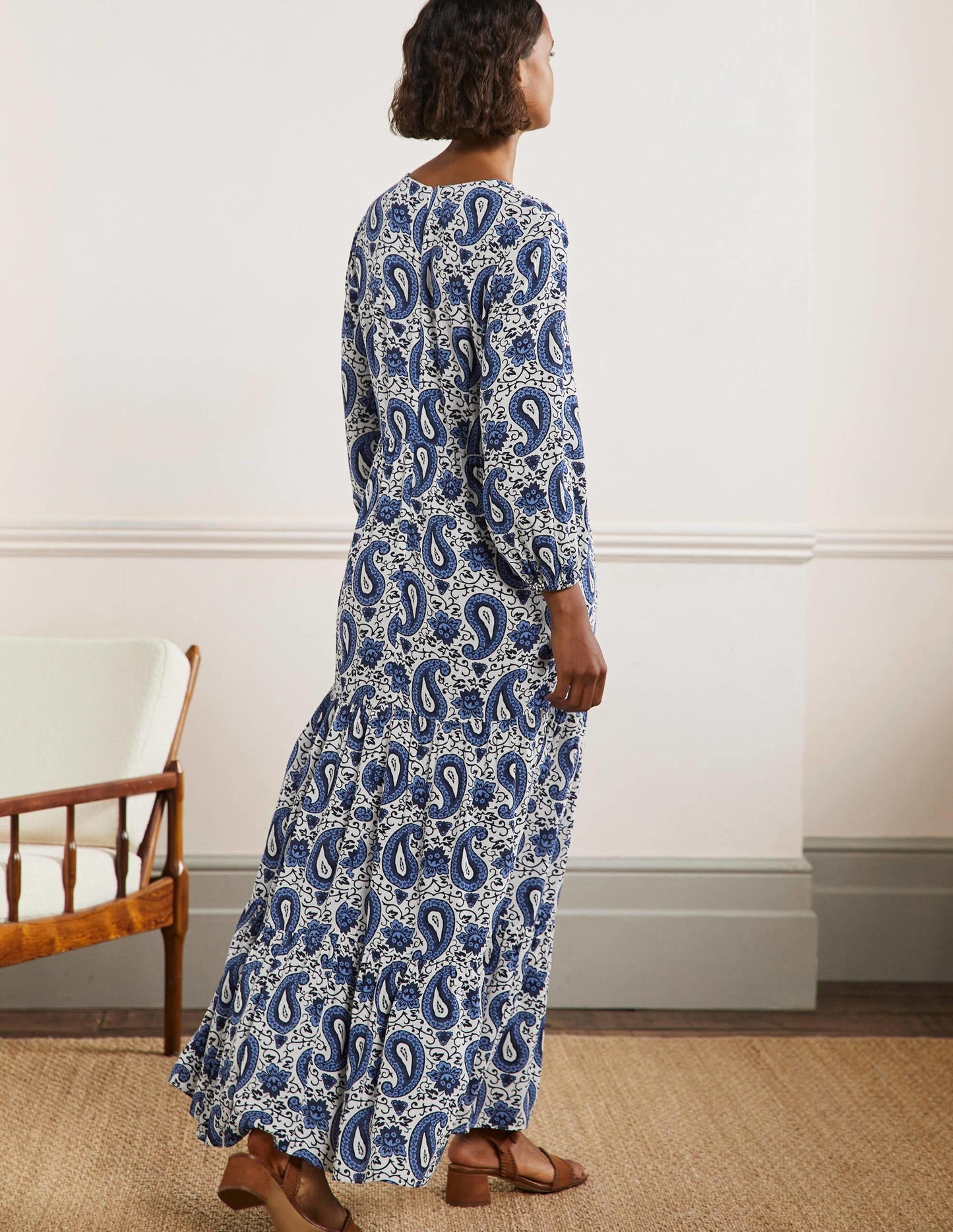 Blouson Sleeve Maxi Dress-Hyacinth, Enchanting Paisley