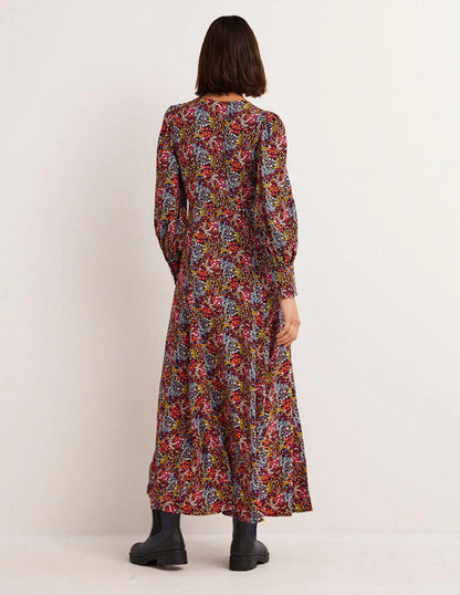 Blouson Sleeve Maxi Tea Dress-Multi, Ditsy Garden