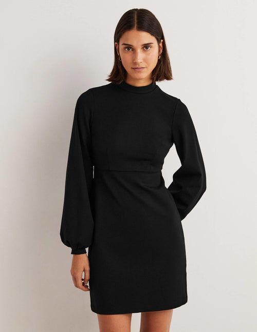 Blouson Jersey Mini Dress-Black