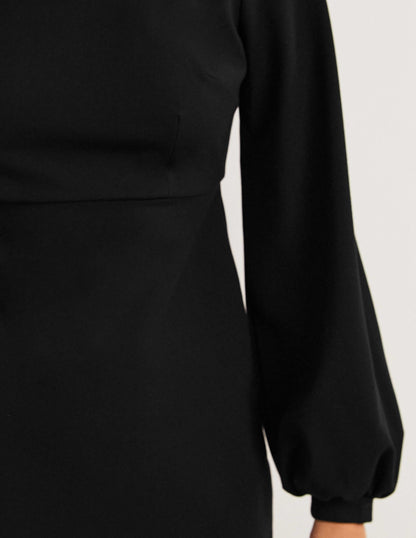 Blouson Jersey Mini Dress-Black
