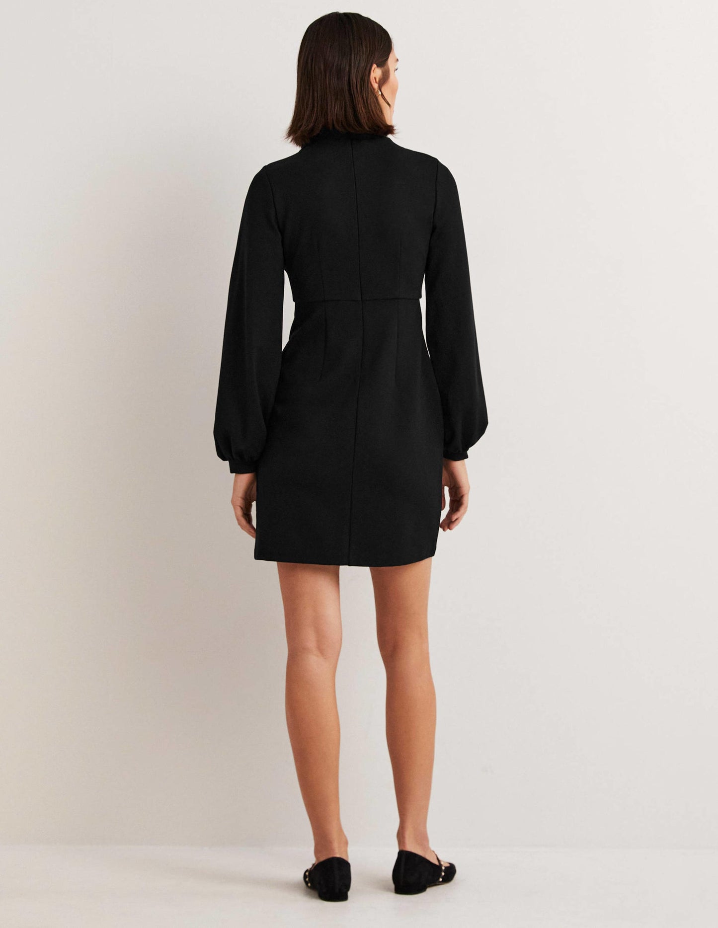 Blouson Jersey Mini Dress-Black