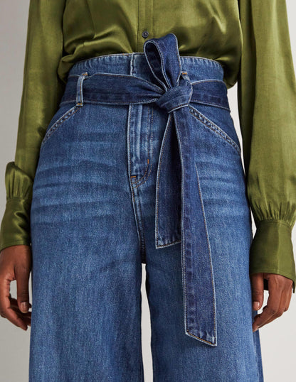 Belted Wide Leg Jeans-Mid Vintage