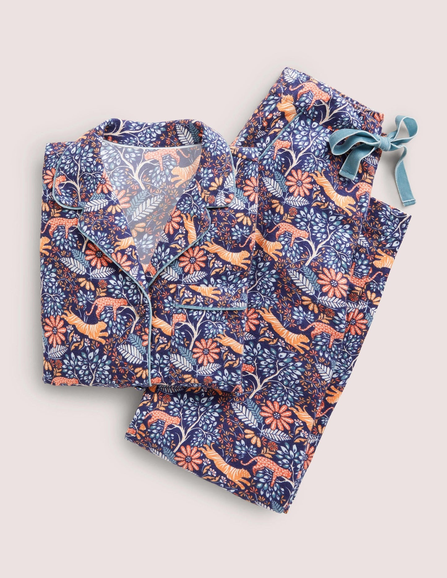 Blue Safari Bloom Cozy Pajama Set-Dusty Orange, Safari Bloom