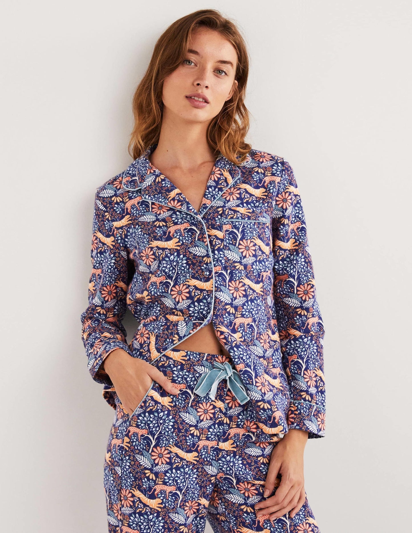 Blue Safari Bloom Cozy Pajama Set-Dusty Orange, Safari Bloom