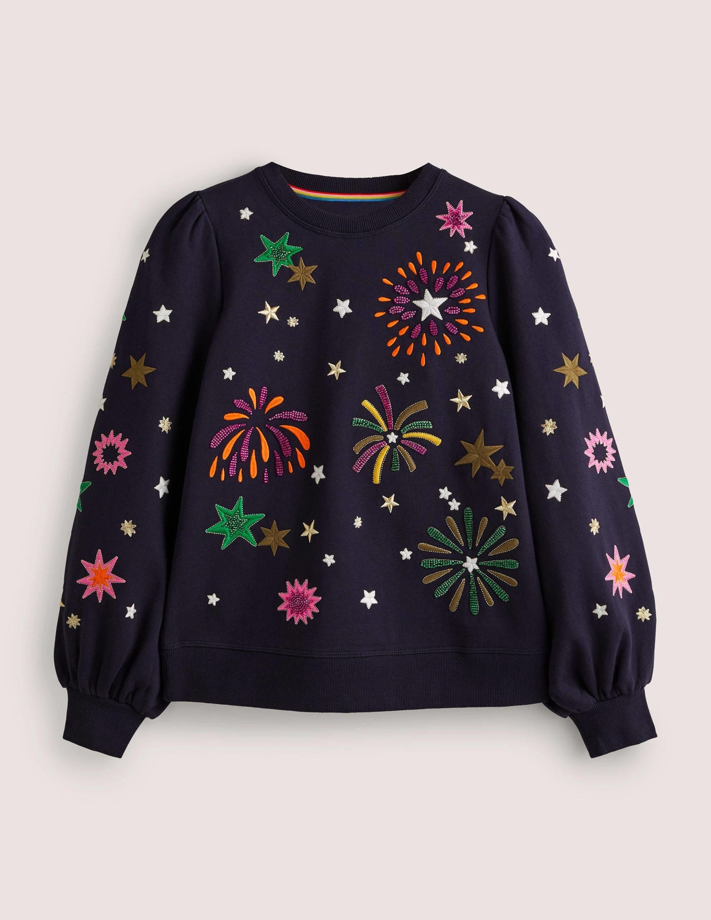 Blouson Sleeve Sweatshirt-Navy Fireworks