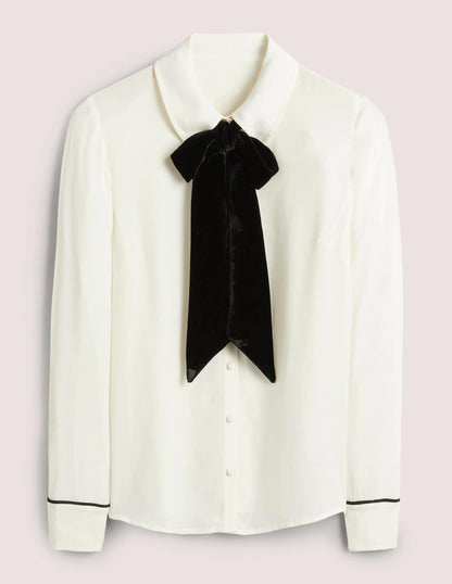 Bow Detail Classic Shirt-Ivory