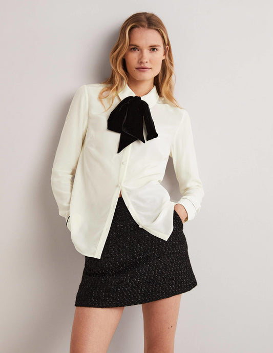Bow Detail Classic Shirt-Ivory