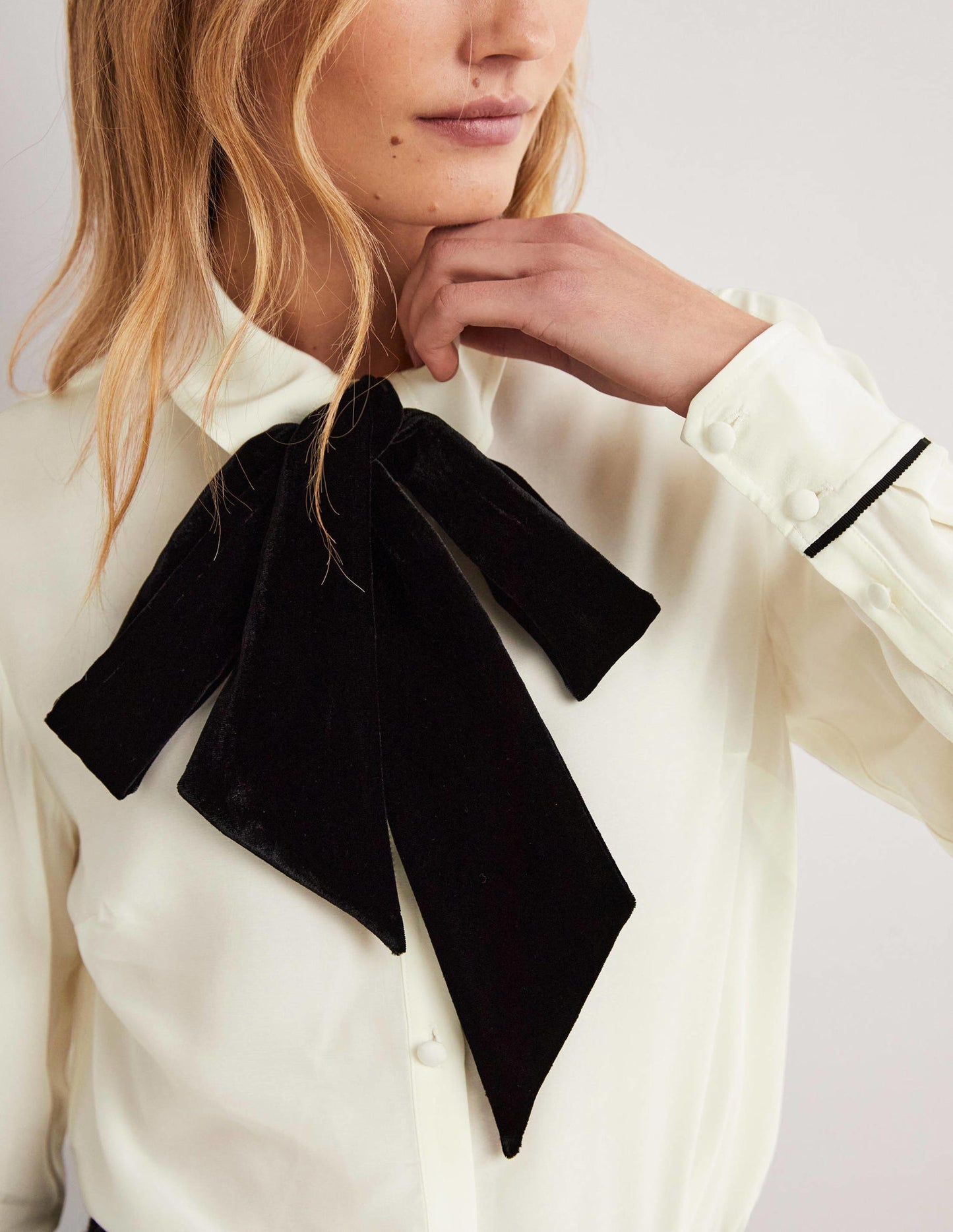 Bow Detail Classic Shirt-Ivory