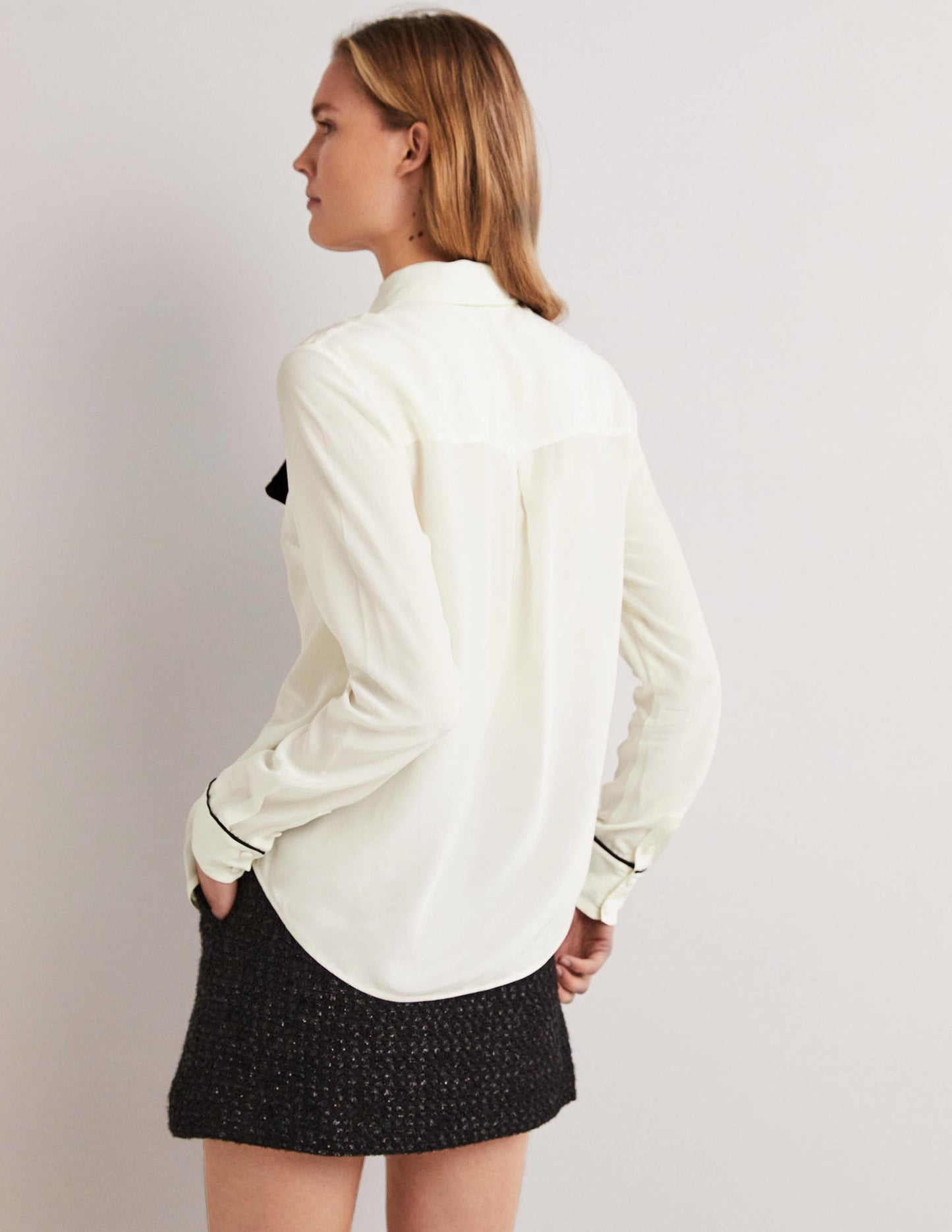 Bow Detail Classic Shirt-Ivory