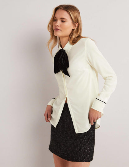 Bow Detail Classic Shirt-Ivory