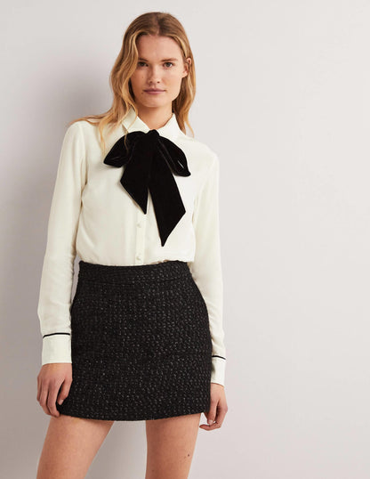 Bow Detail Classic Shirt-Ivory