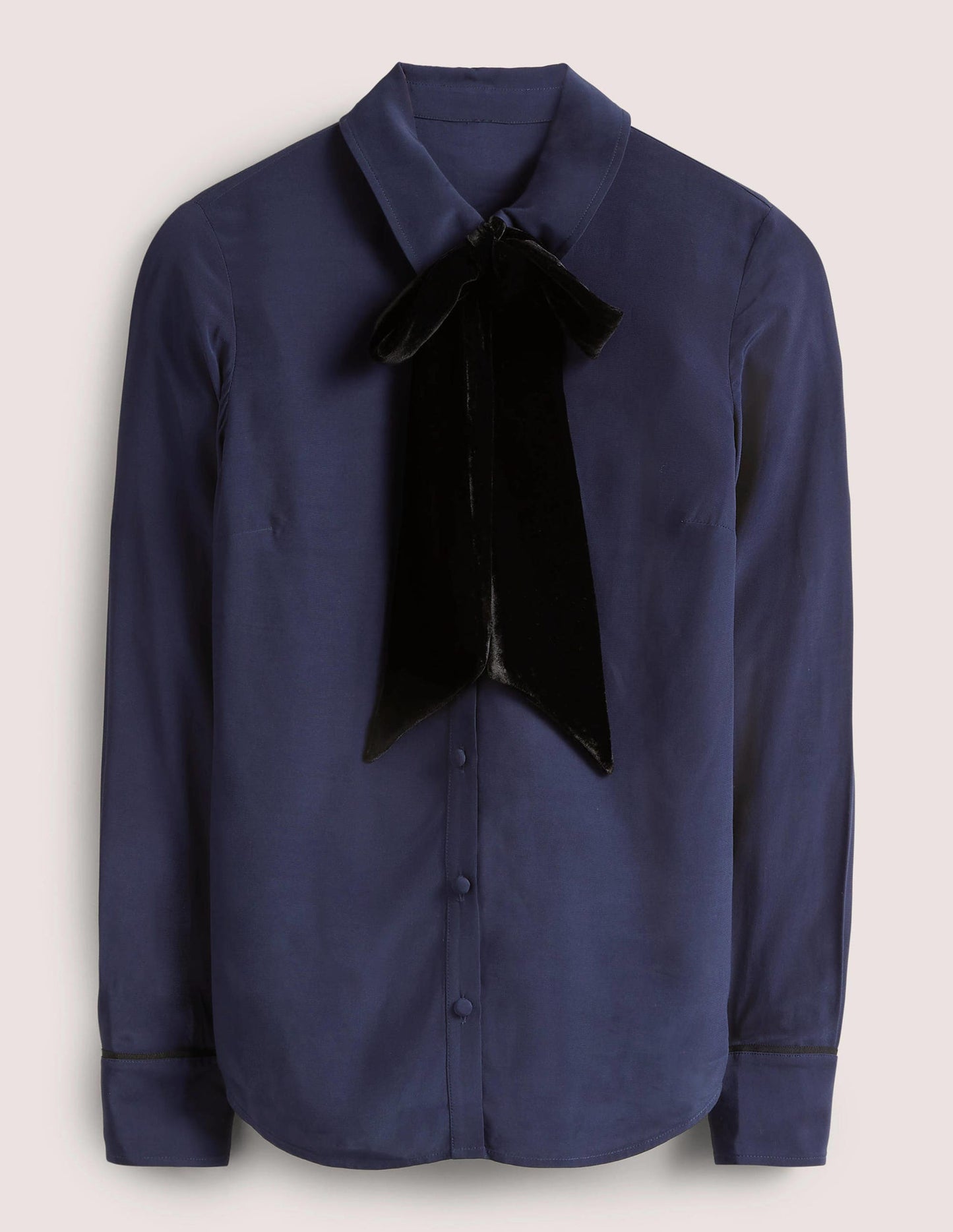 Bow Detail Classic Shirt-Navy