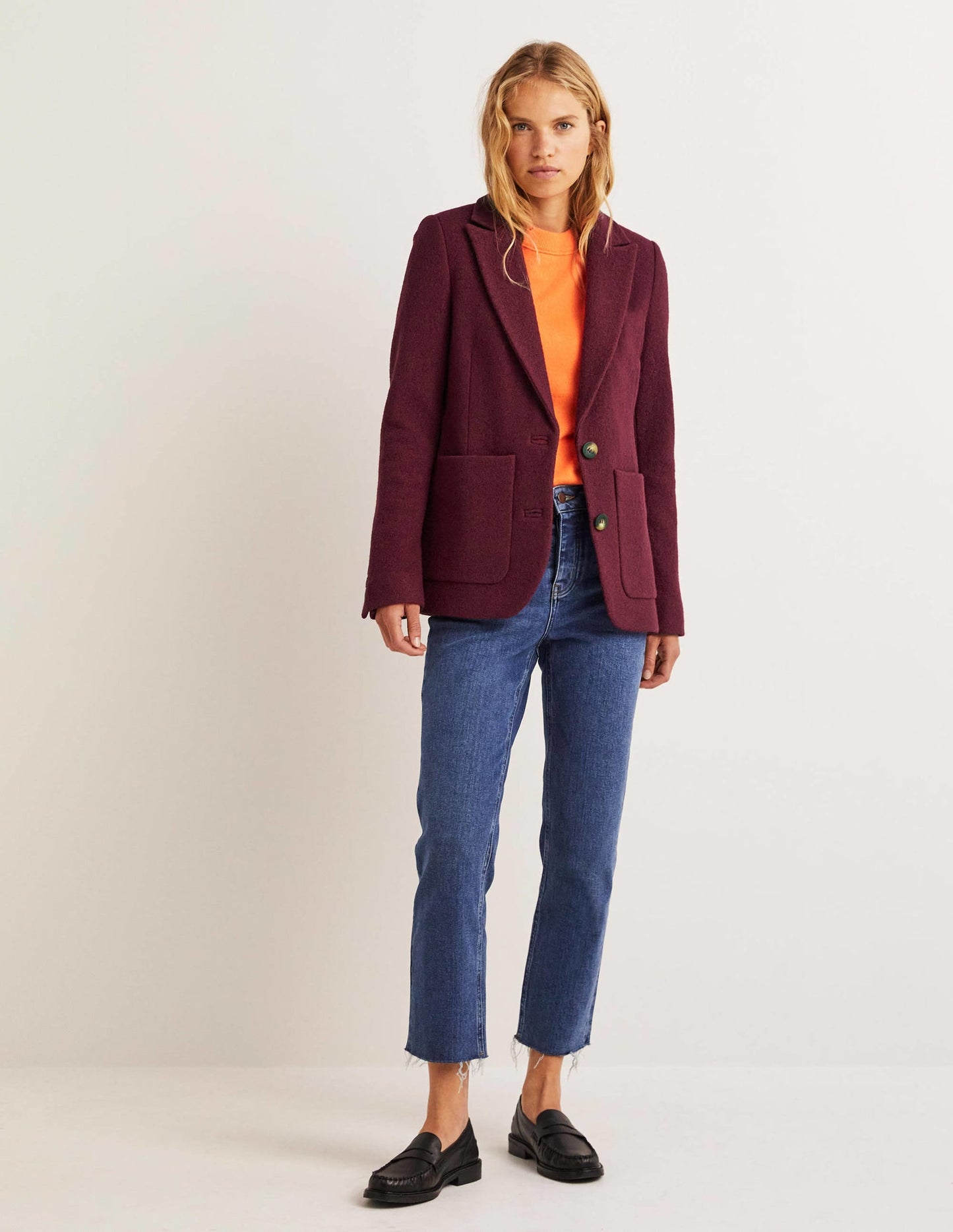 Bella Textured Wool Blazer-Mulled Wine