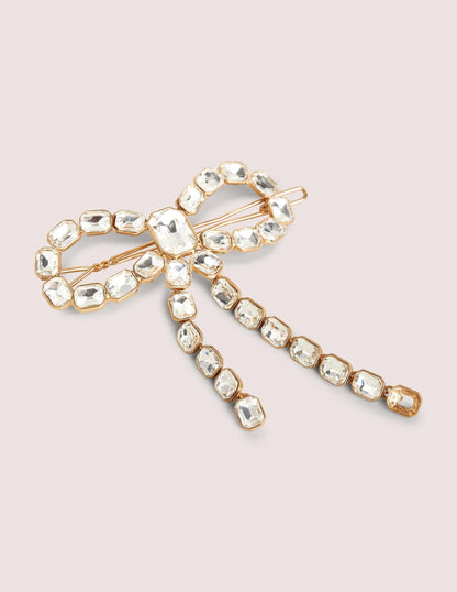 Bow Embellished Hair Slide-Clear
