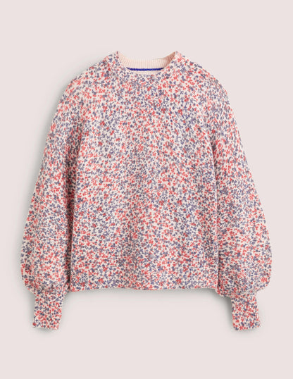 Blouson Sleeve Fluffy Sweater-Milkshake, Wild Vine