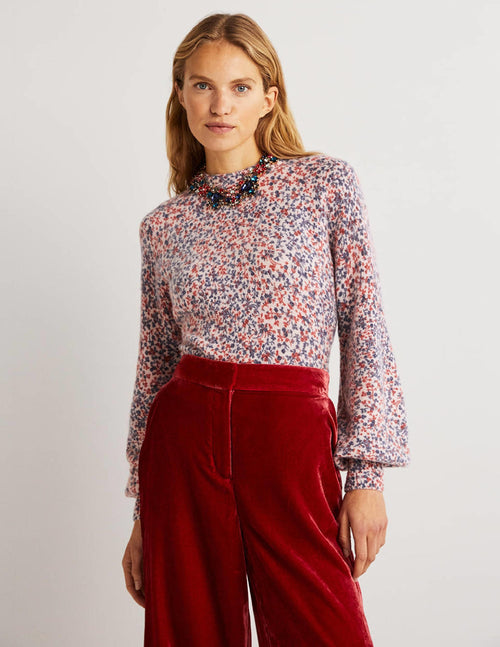 Blouson Sleeve Fluffy Sweater-Milkshake, Wild Vine