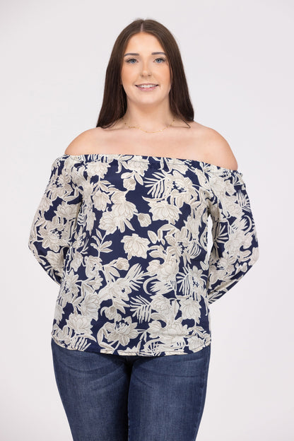 Travel Plans Women's Off The Shoulder 3/4 Sleeve Top