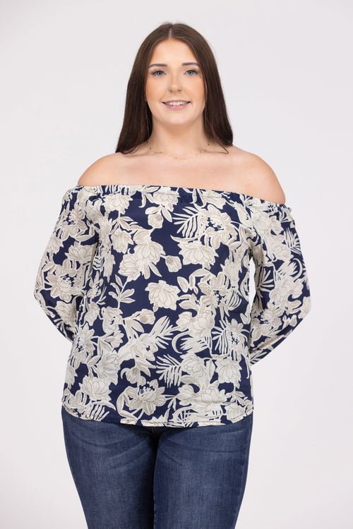 Travel Plans Women's Off The Shoulder 3/4 Sleeve Top