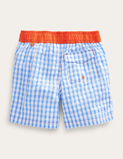 Board Shorts-Cabana Blue, Gingham Check