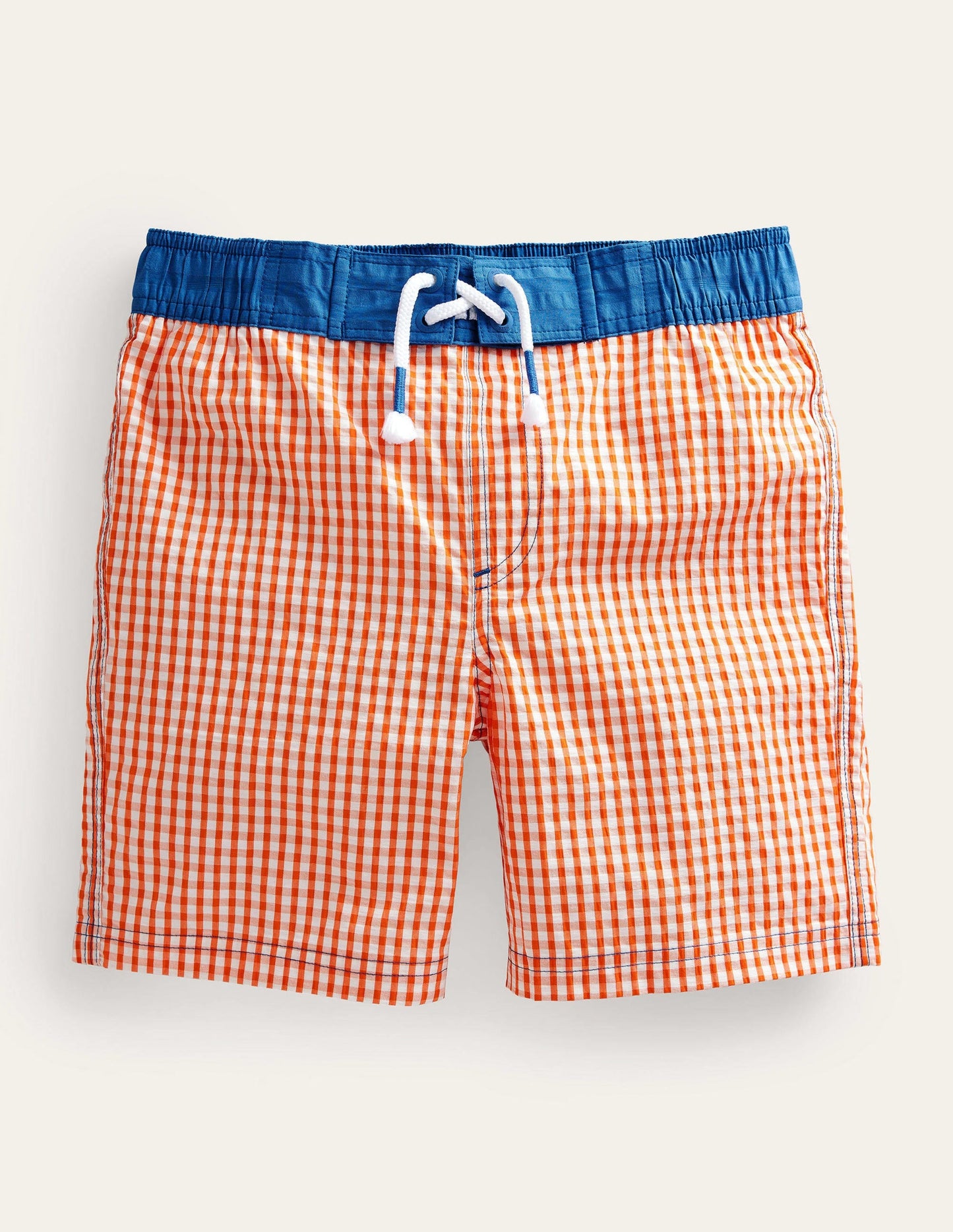 Board Shorts-Coral and Ivory Gingham