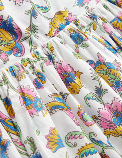 Bow Back Cotton Dress-Plum Blossom Summer Vine