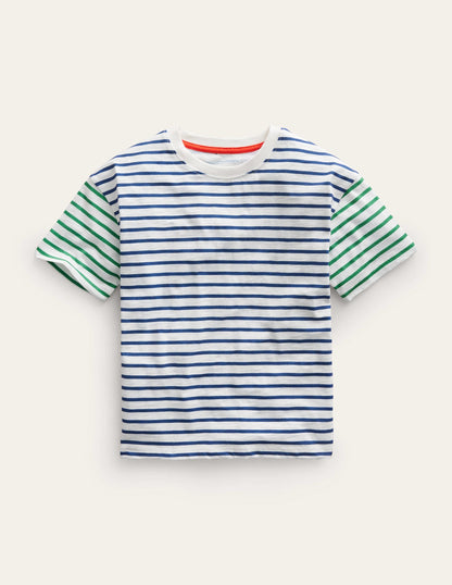Boxy Short Sleeve Breton-Ivory/College Navy