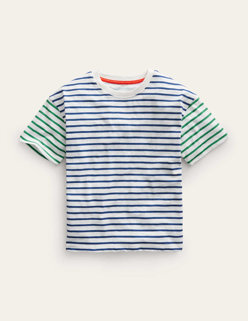 Boxy Short Sleeve Breton-Ivory/College Navy
