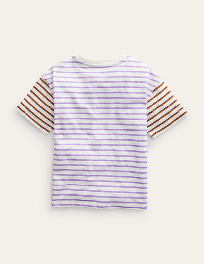 Boxy Short Sleeve Breton-Ivory/Aster Purple