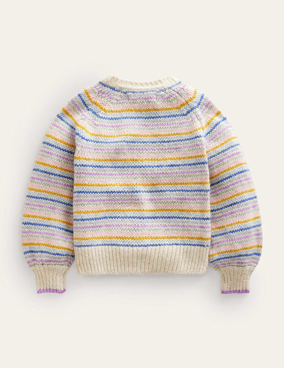 Blouson Stripe Cardigan-Multi Stripe