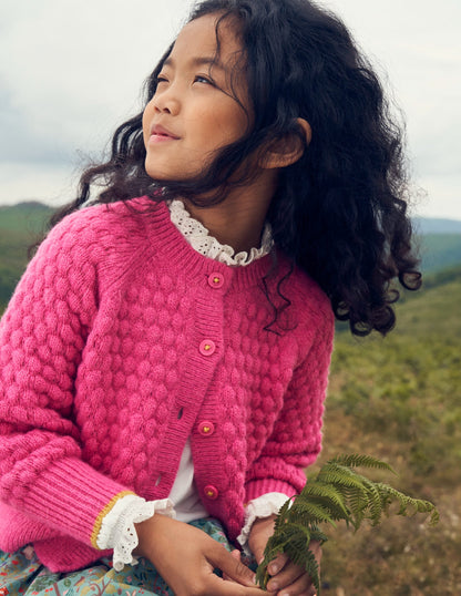 Bobble Stitch Cardigan-Mid Pink
