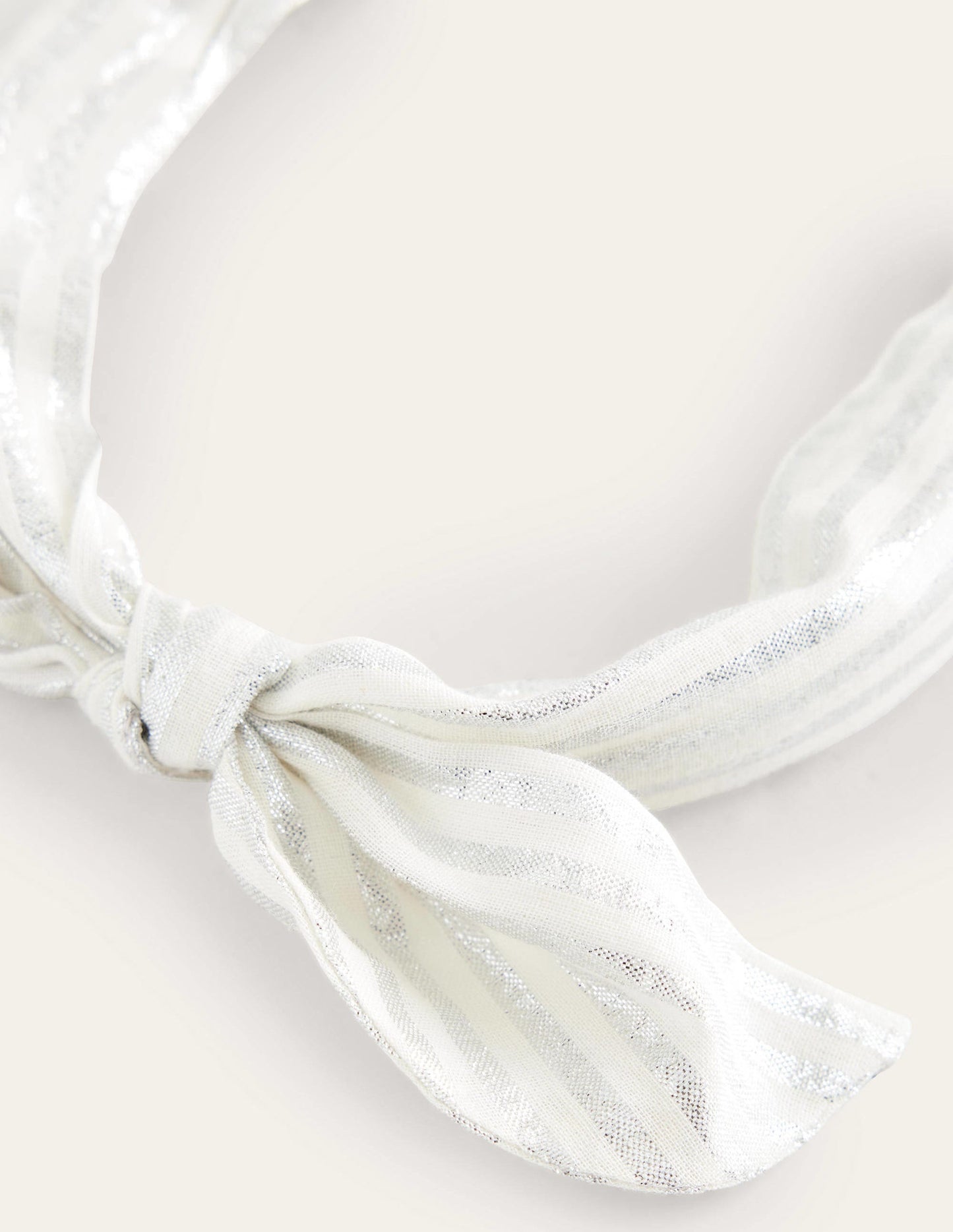 Bow Headband-Silver Metallic Stripe