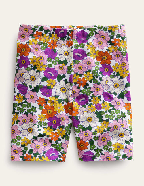 Biker Shorts-Radiant Orchid Purple Floral