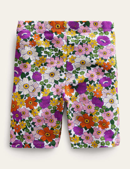 Biker Shorts-Radiant Orchid Purple Floral