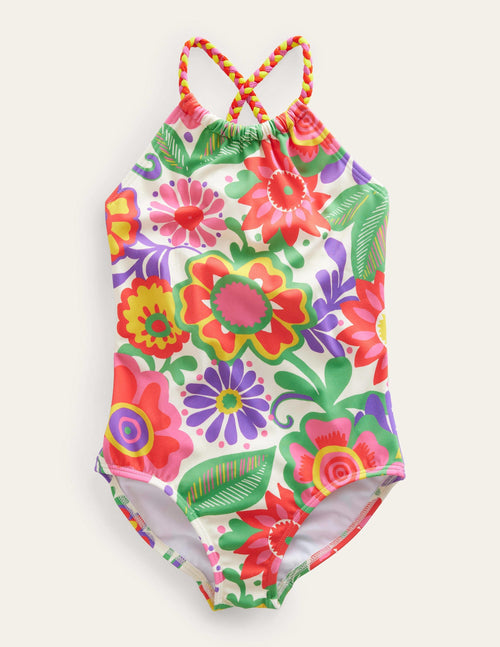 Braided Loop Back Swimsuit-Multi Festival Flower
