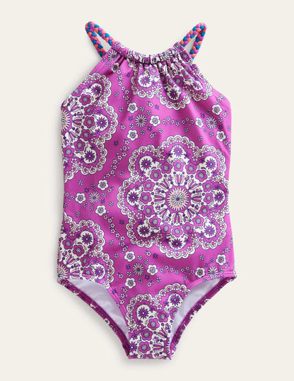 Braided Loop Back Swimsuit-Radiant Orchid Dizzy Daisy