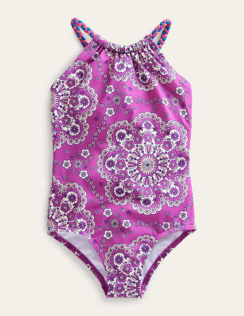 Braided Loop Back Swimsuit-Radiant Orchid Dizzy Daisy
