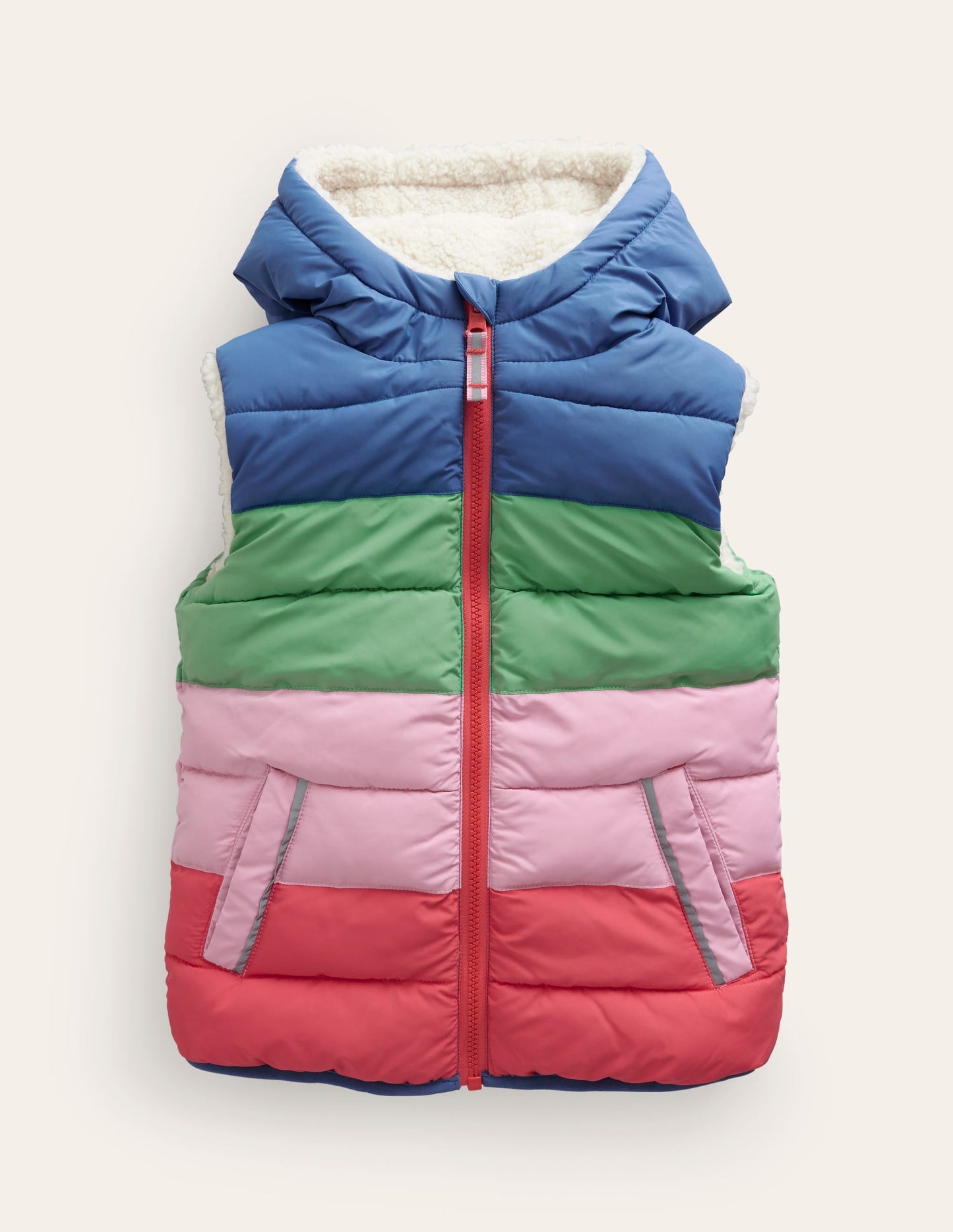 Borg Mix Reversible Gilet-Bubblegum Pink Colourblock