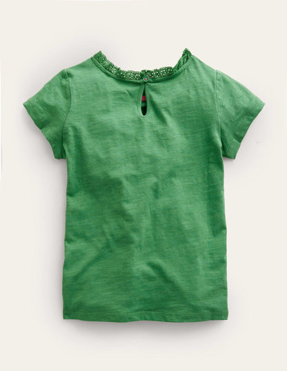 Broderie Pocket T-shirt-Safari Green