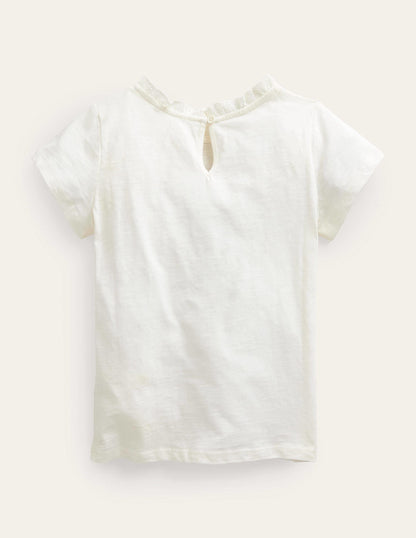 Broderie Pocket T-shirt-Ivory