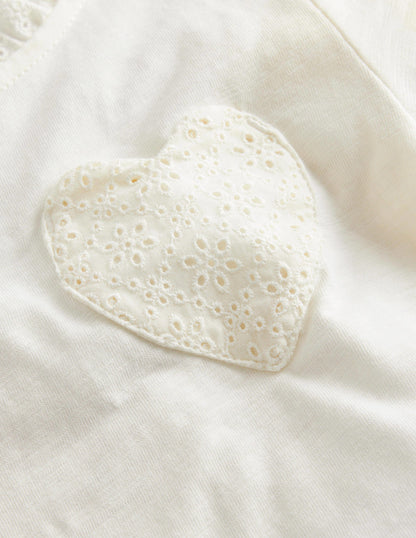 Broderie Pocket T-shirt-Ivory