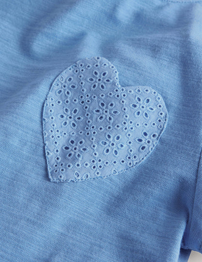 Broderie Pocket T-shirt-Vista Blue