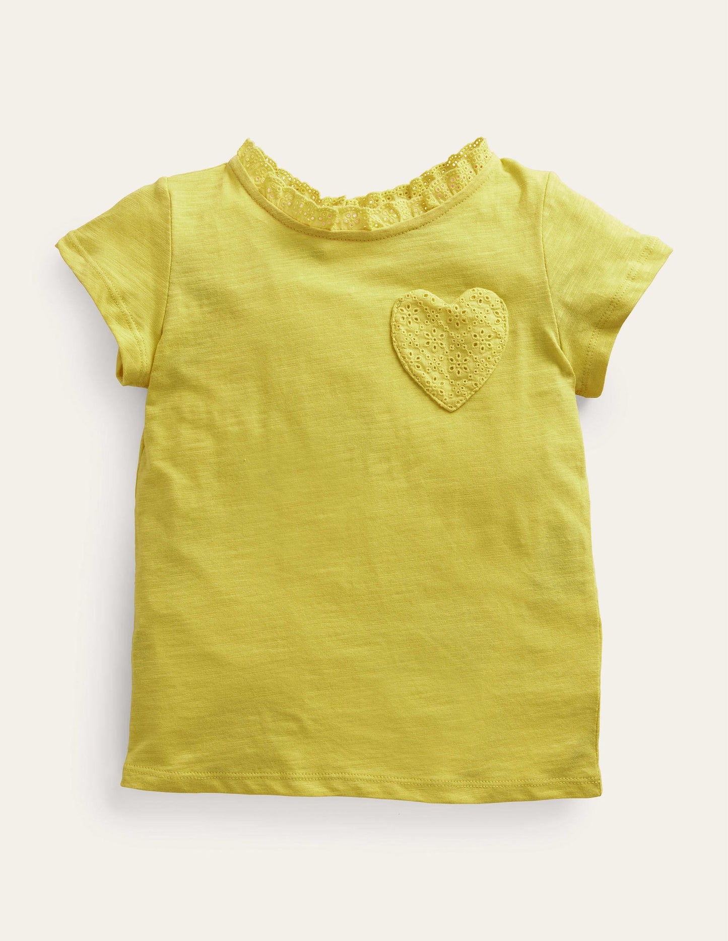 Broderie Pocket T-shirt-Sweetcorn Yellow