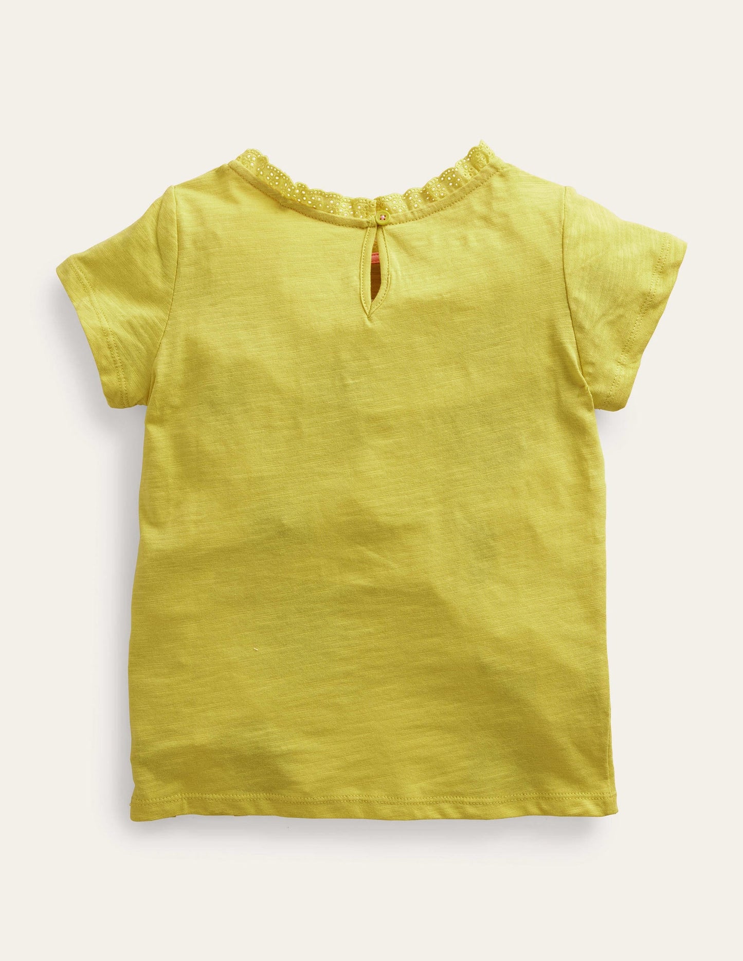 Broderie Pocket T-shirt-Sweetcorn Yellow