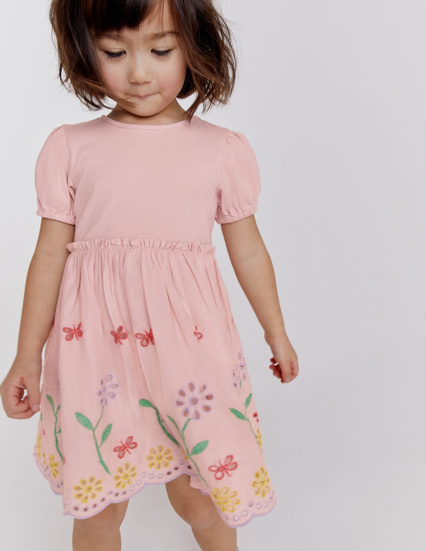 Broderie Twirly Dress-Pale Pink
