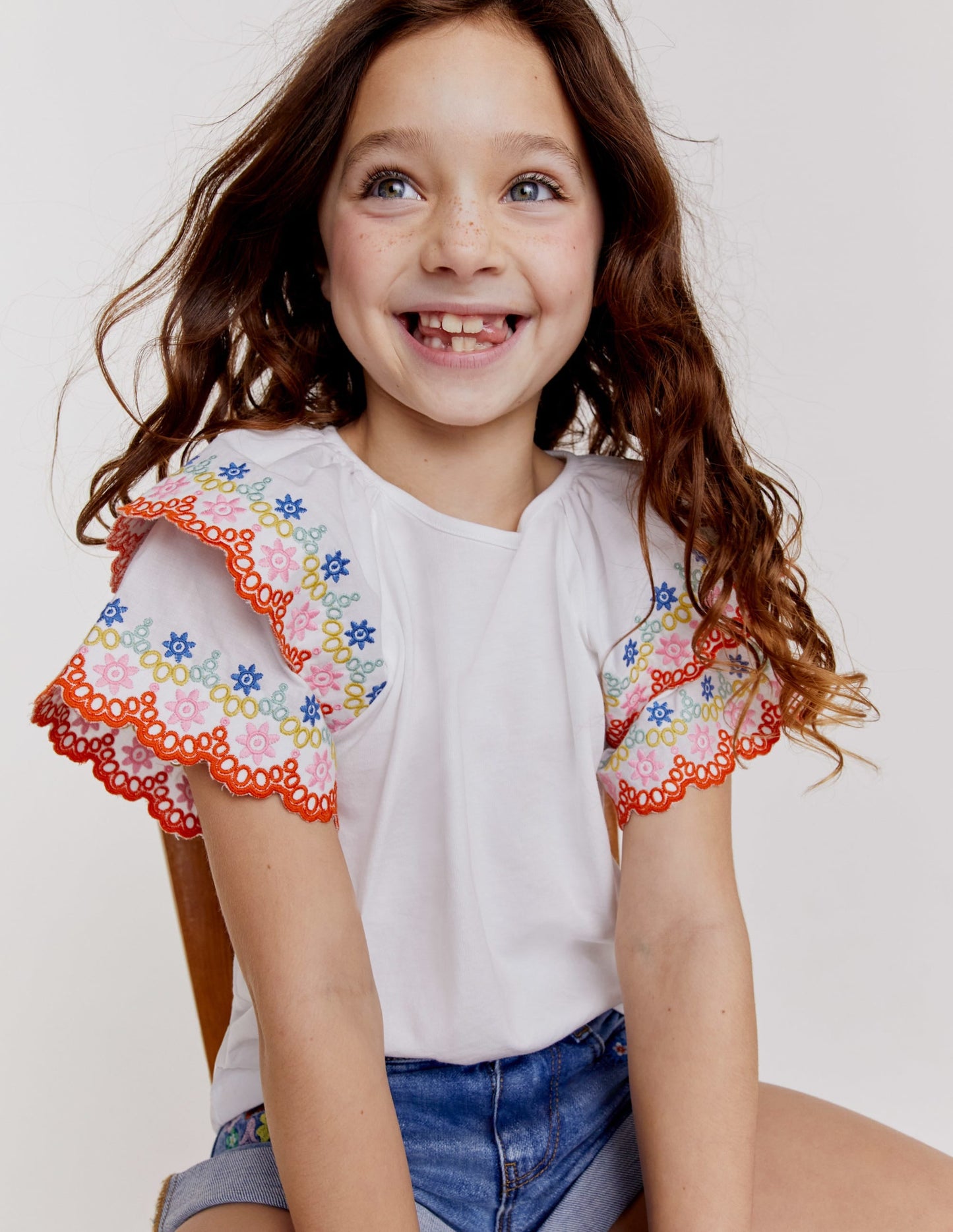 Broderie Mix T-shirt-White