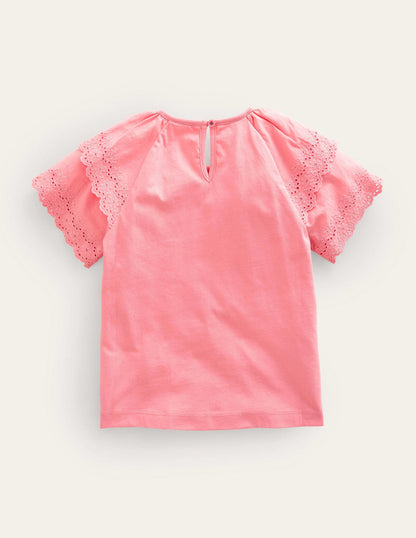 Broderie Mix T-shirt-Crab Apple Pink