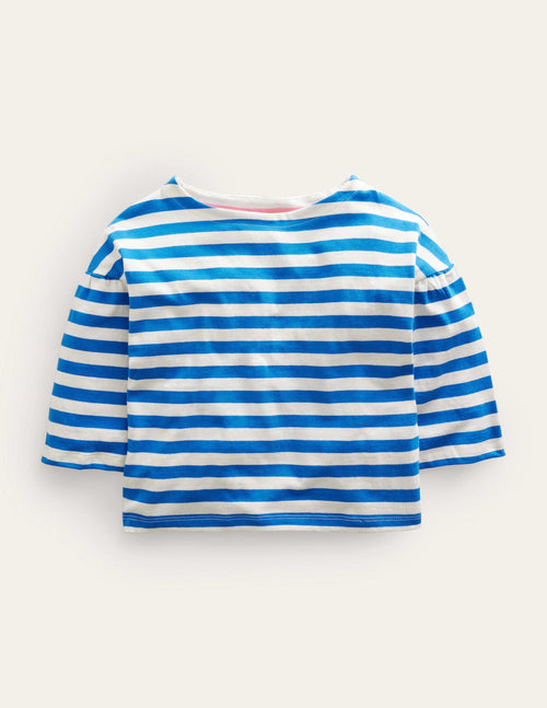 Boat Neck T-Shirt-Cabana Blue/Ivory