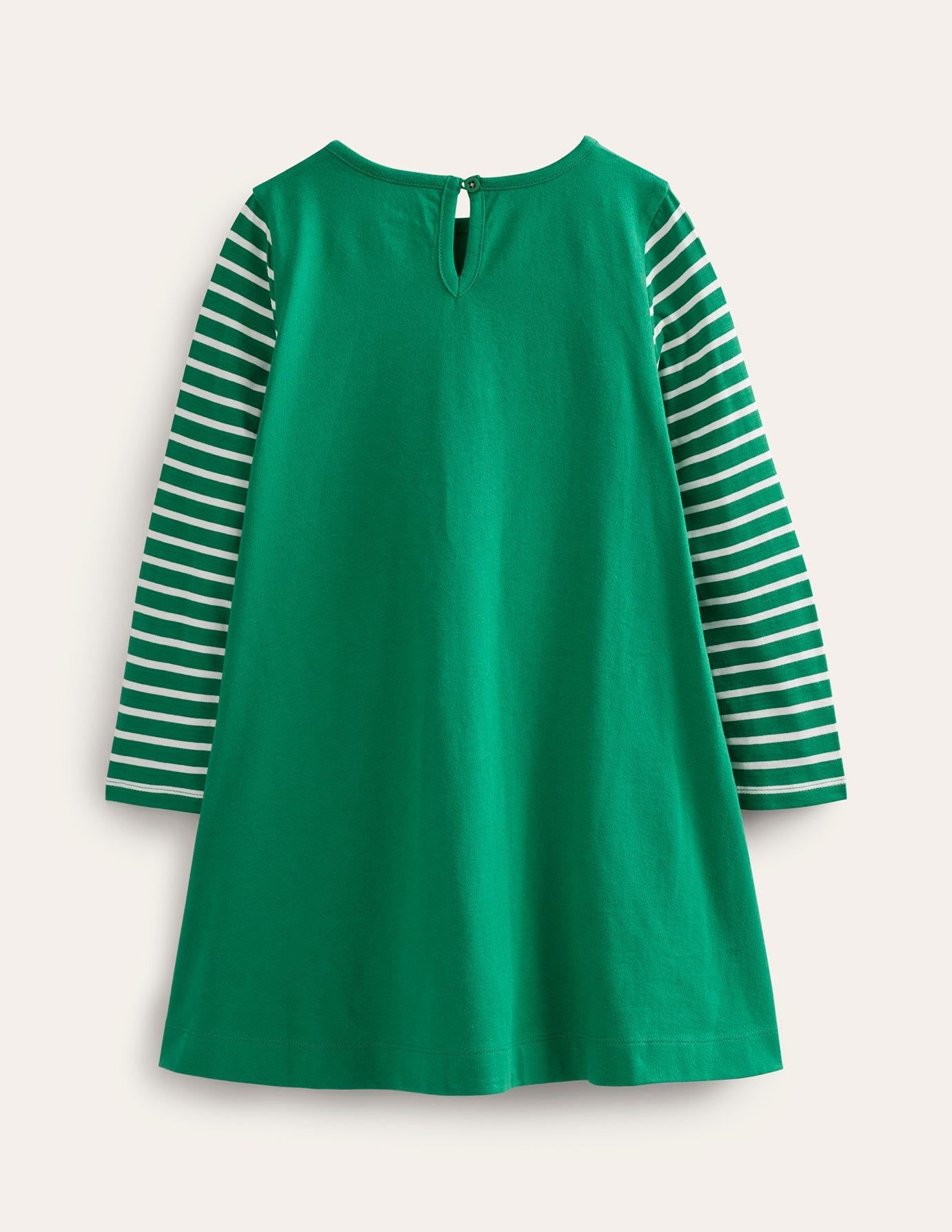 Big Appliqué Dress-Deep Green Red Pandas