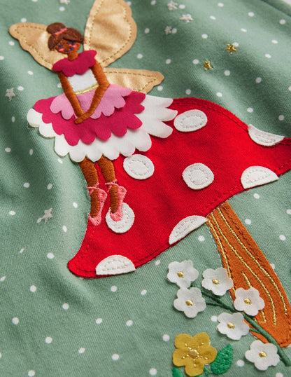 Big Appliqué Dress-Green Smoke Fairy